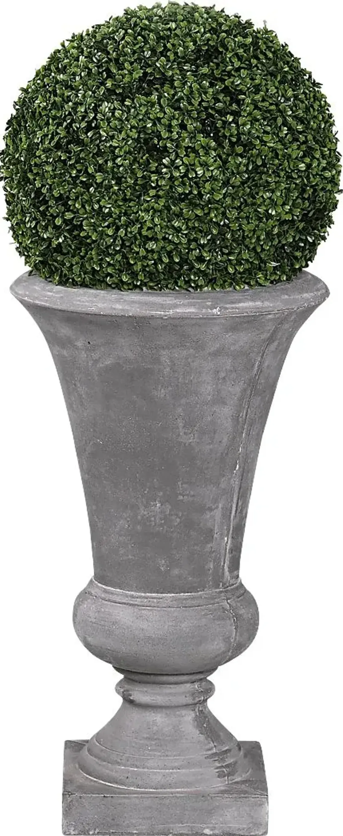 Zelen Green 44 in. Artificial Boxwood Ball in Gray Urn