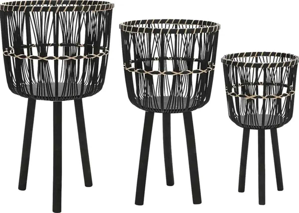 Mallaga Black Planter, Set of 3