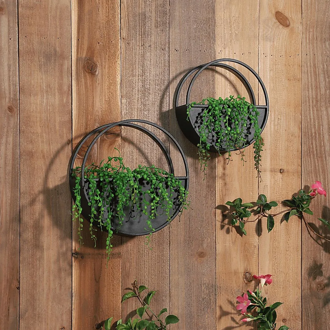 Eldington Black Wall Planter, Set of 2