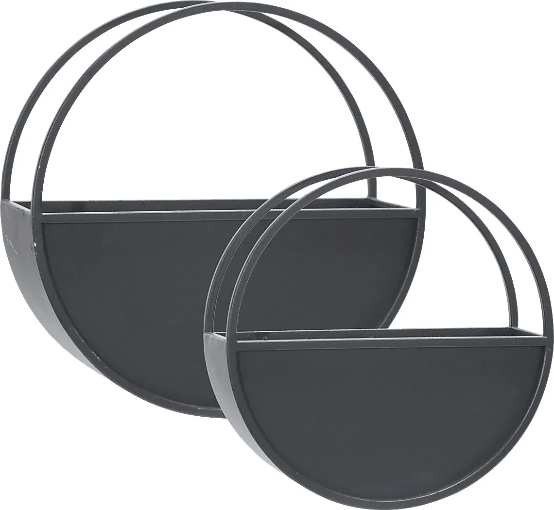 Eldington Black Wall Planter, Set of 2