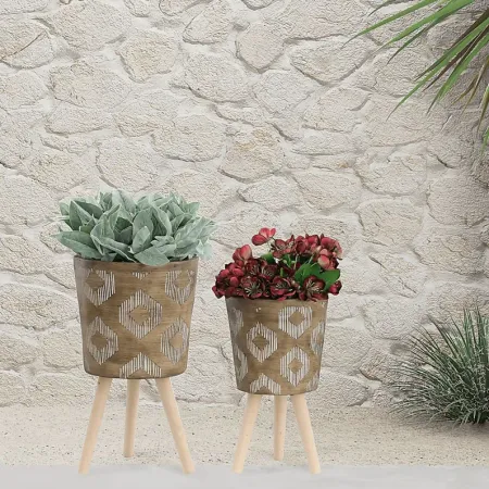 Woodaire Brown Planter, Set of 2