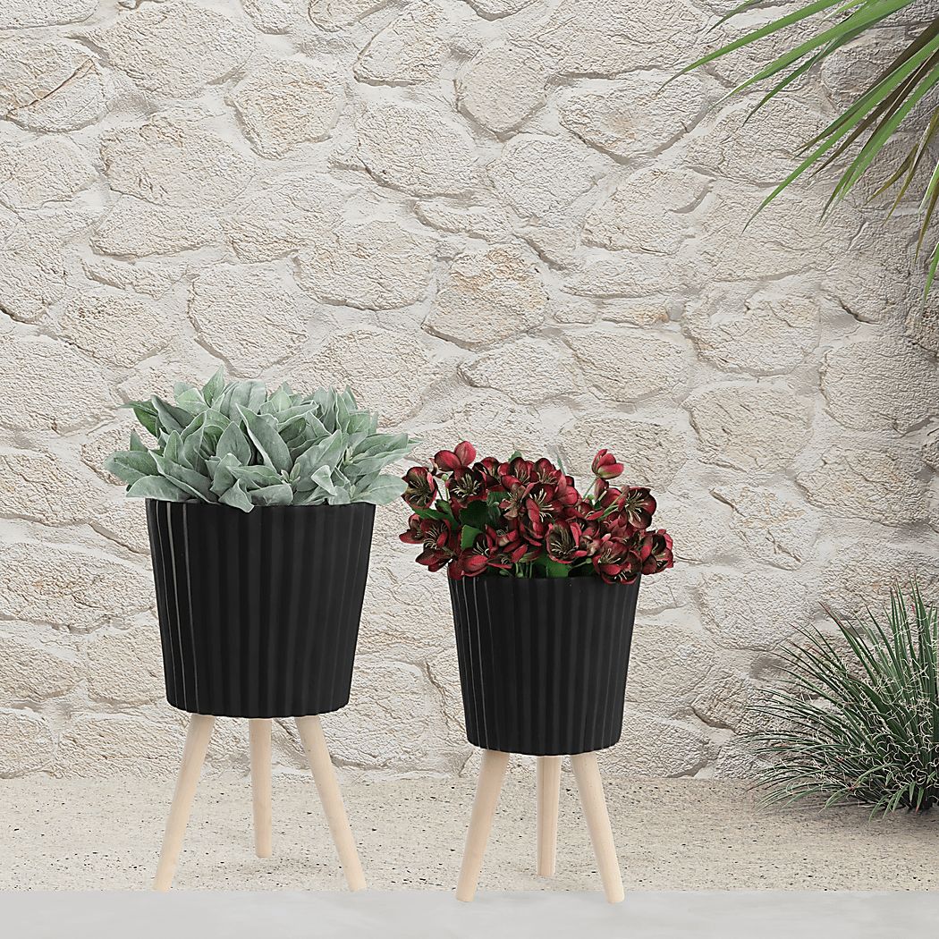 Weirton Black Planter, Set of 2