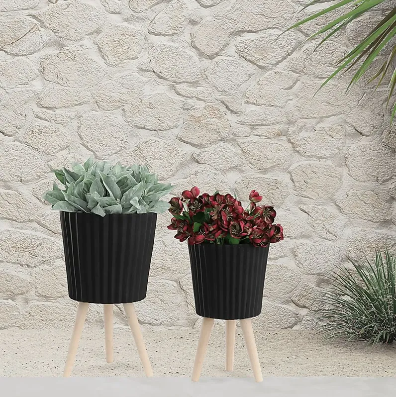 Weirton Black Planter, Set of 2