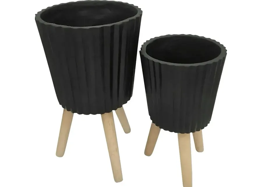 Weirton Black Planter, Set of 2