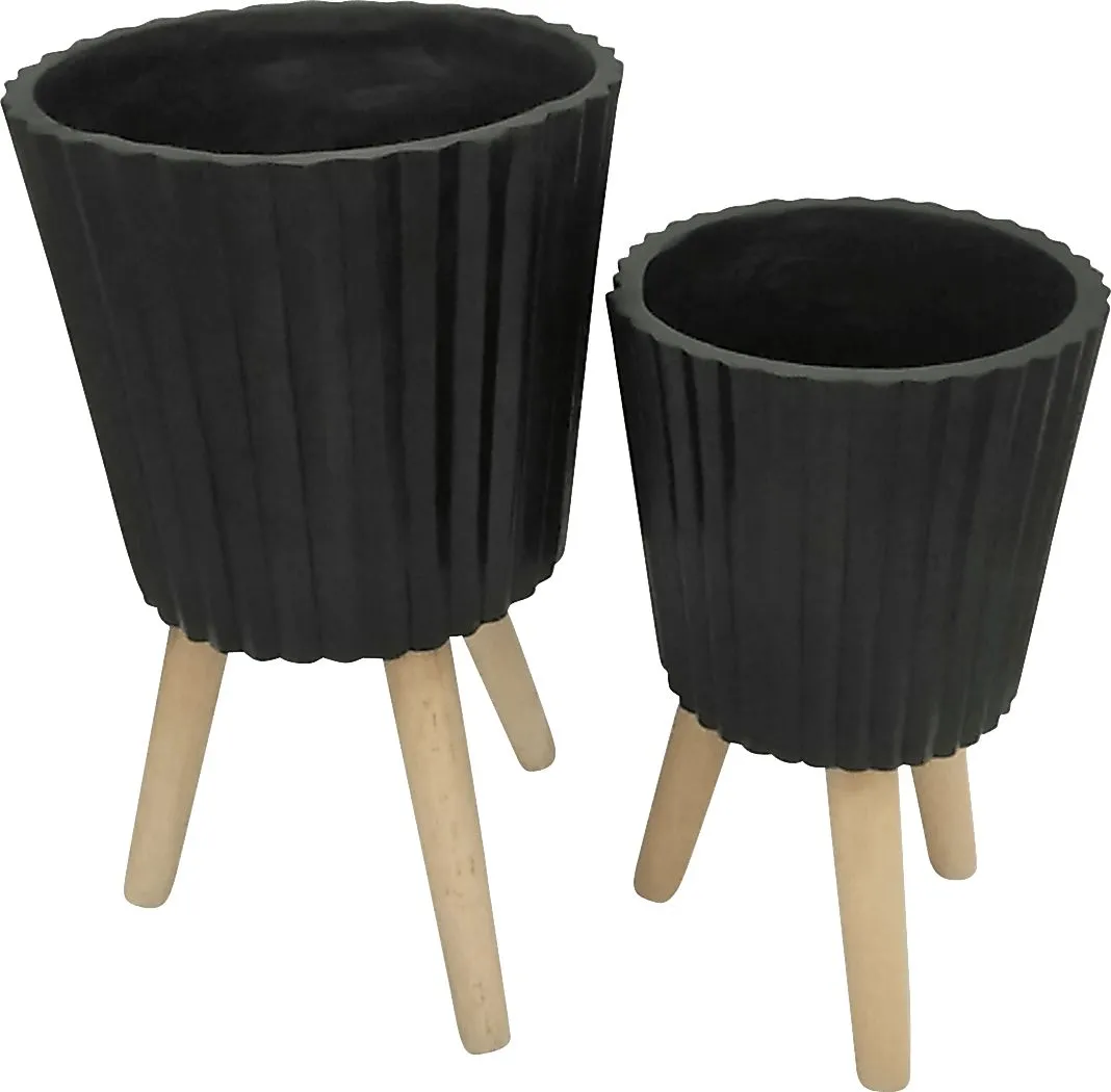 Weirton Black Planter, Set of 2