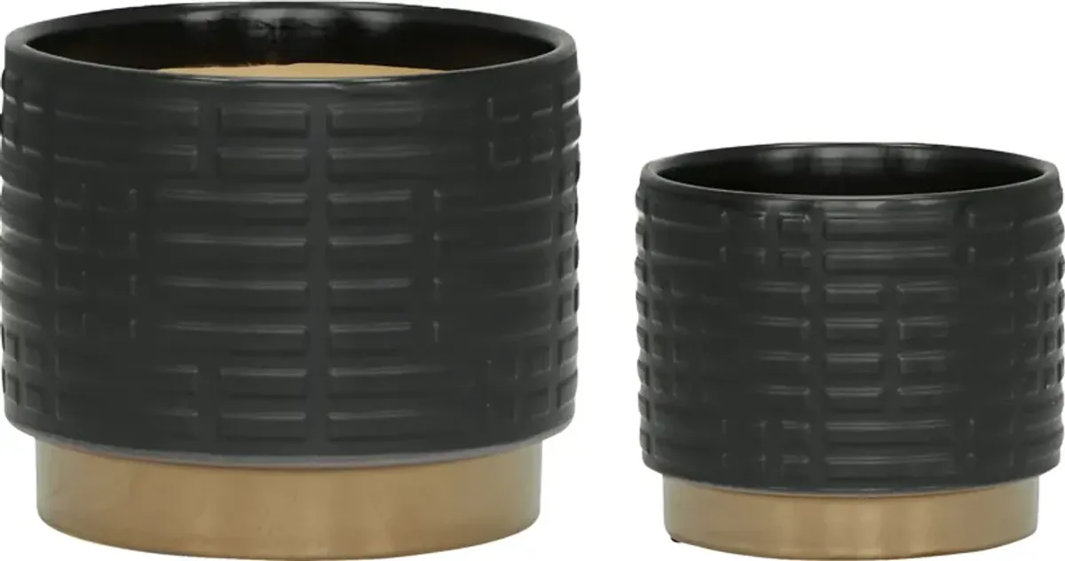 Winoca II Black Planter, Set of 2