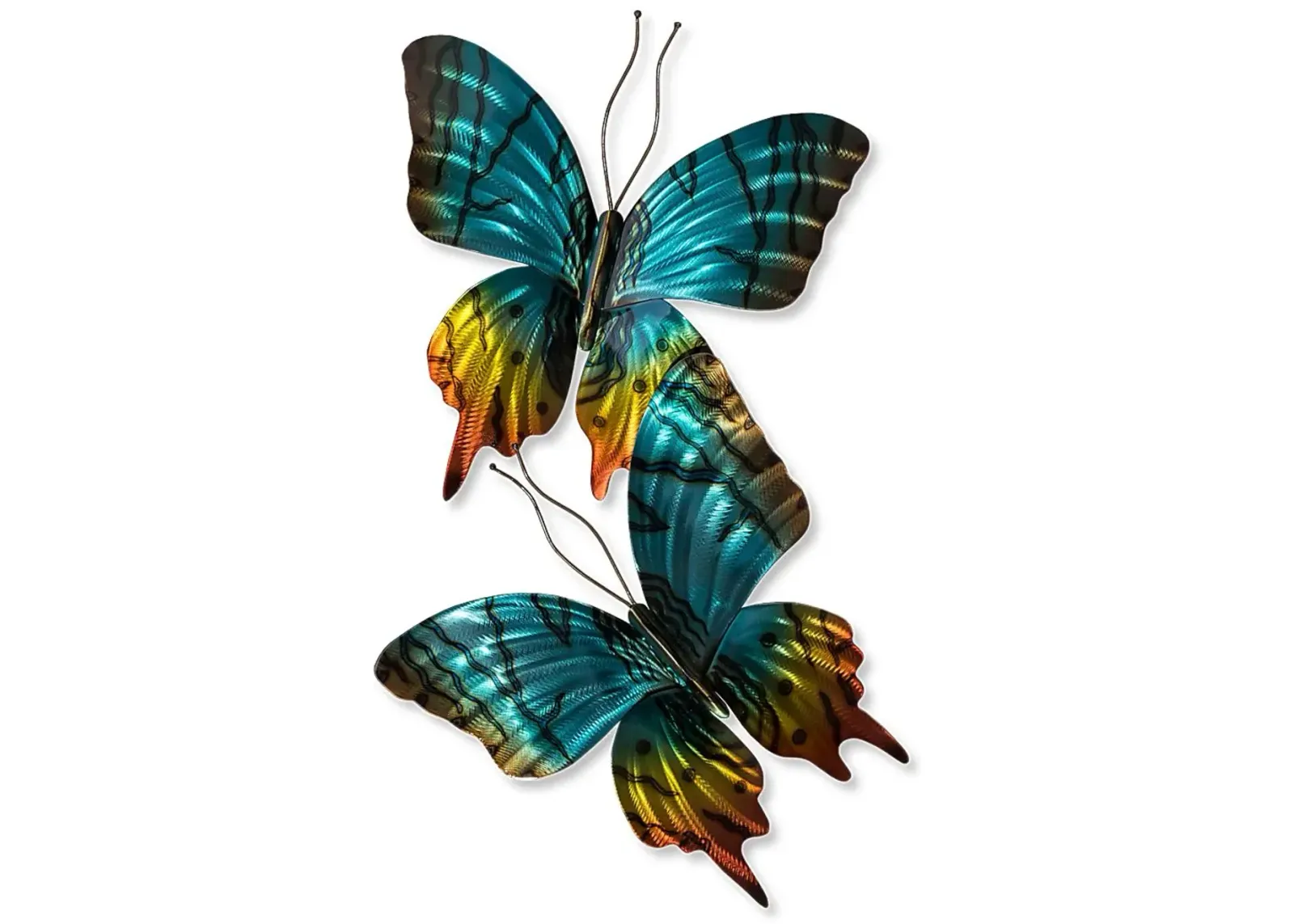 Sunset Moth Pair Teal Outdoor Artwork