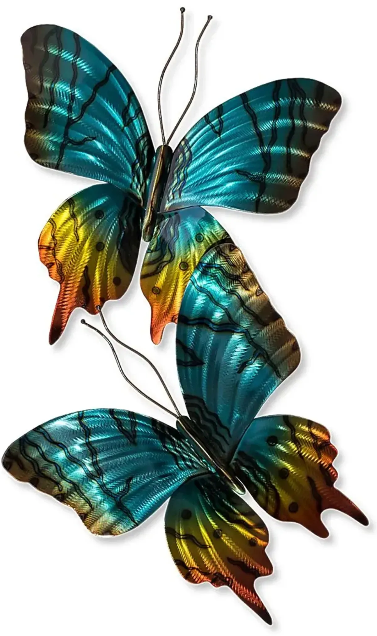 Sunset Moth Pair Teal Outdoor Artwork