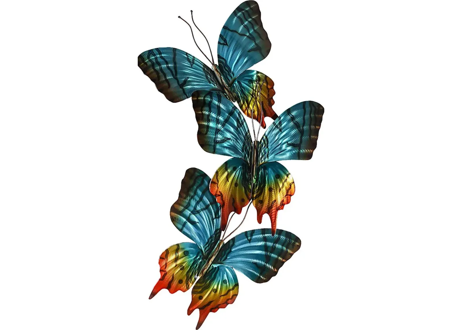 Sunset Moth Trio Teal Outdoor Artwork