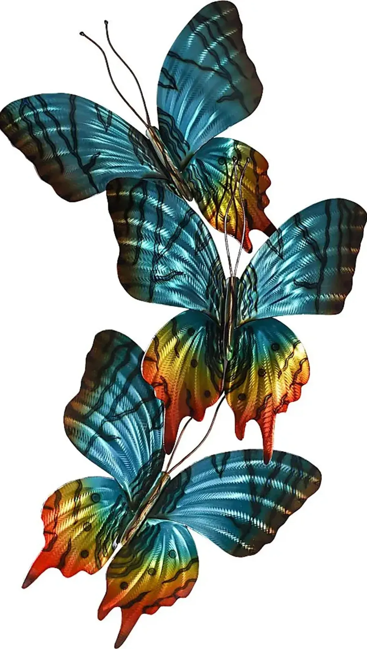 Sunset Moth Trio Teal Outdoor Artwork