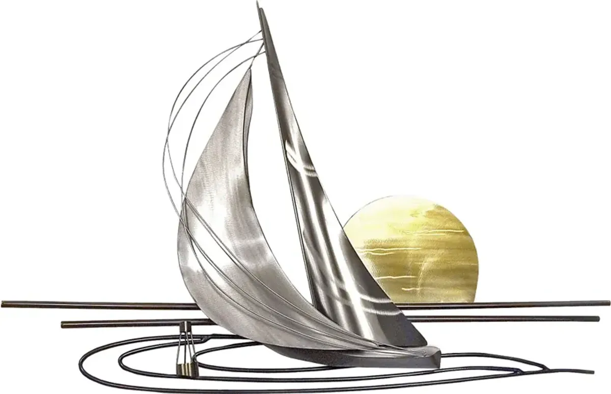 Sunset Sailing II Silver Wall Art