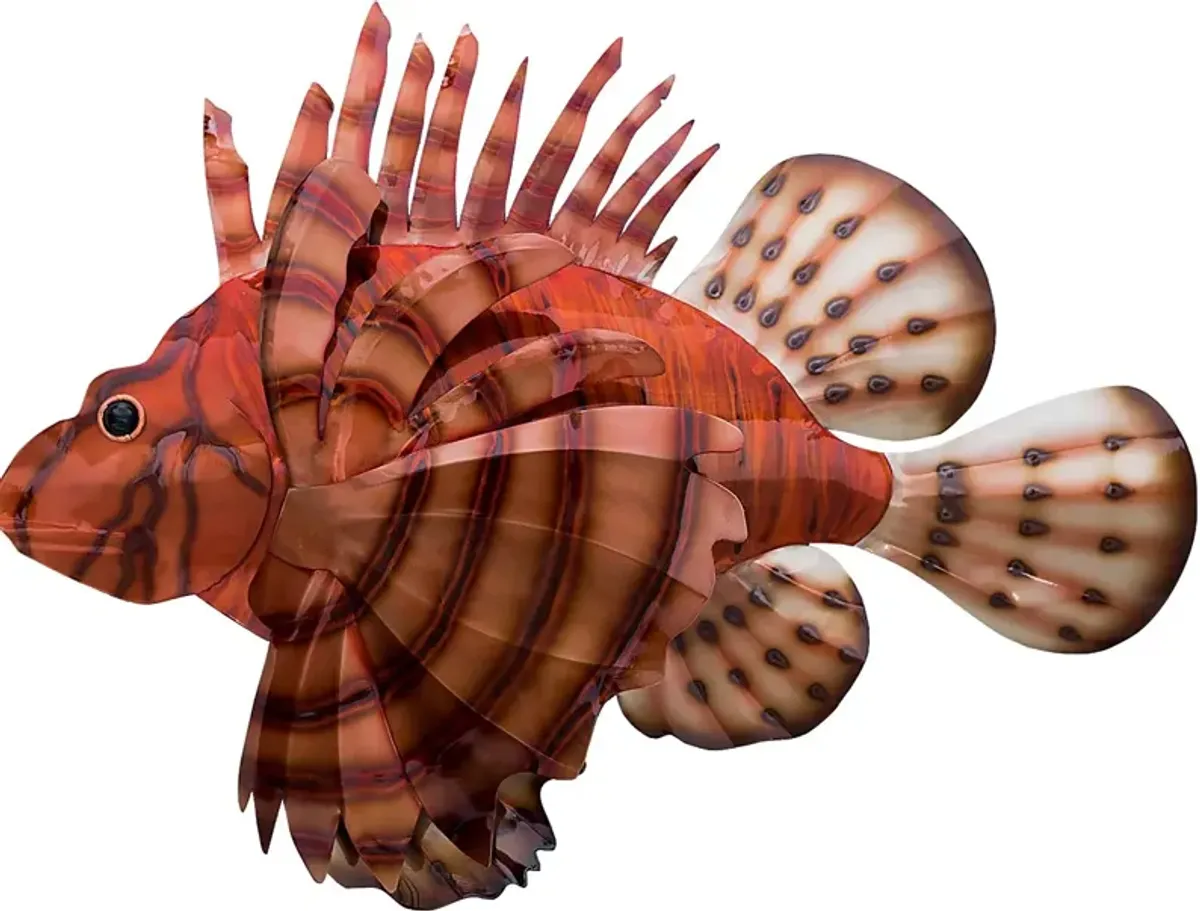 Vibrant Lion Fish Red Outdoor Wall Art