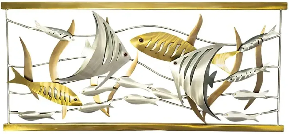 Aquarium Dream Gold Indoor/Outdoor Wall Art