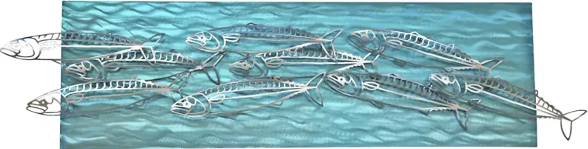 Holy Mackerel Teal Outdoor Wall Art