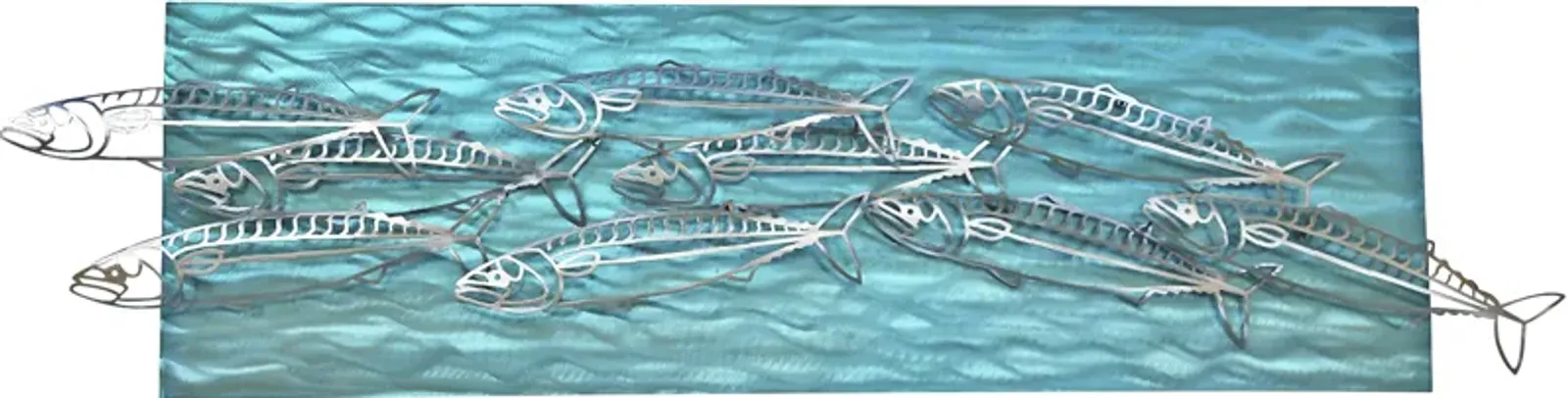 Holy Mackerel Teal Outdoor Wall Art