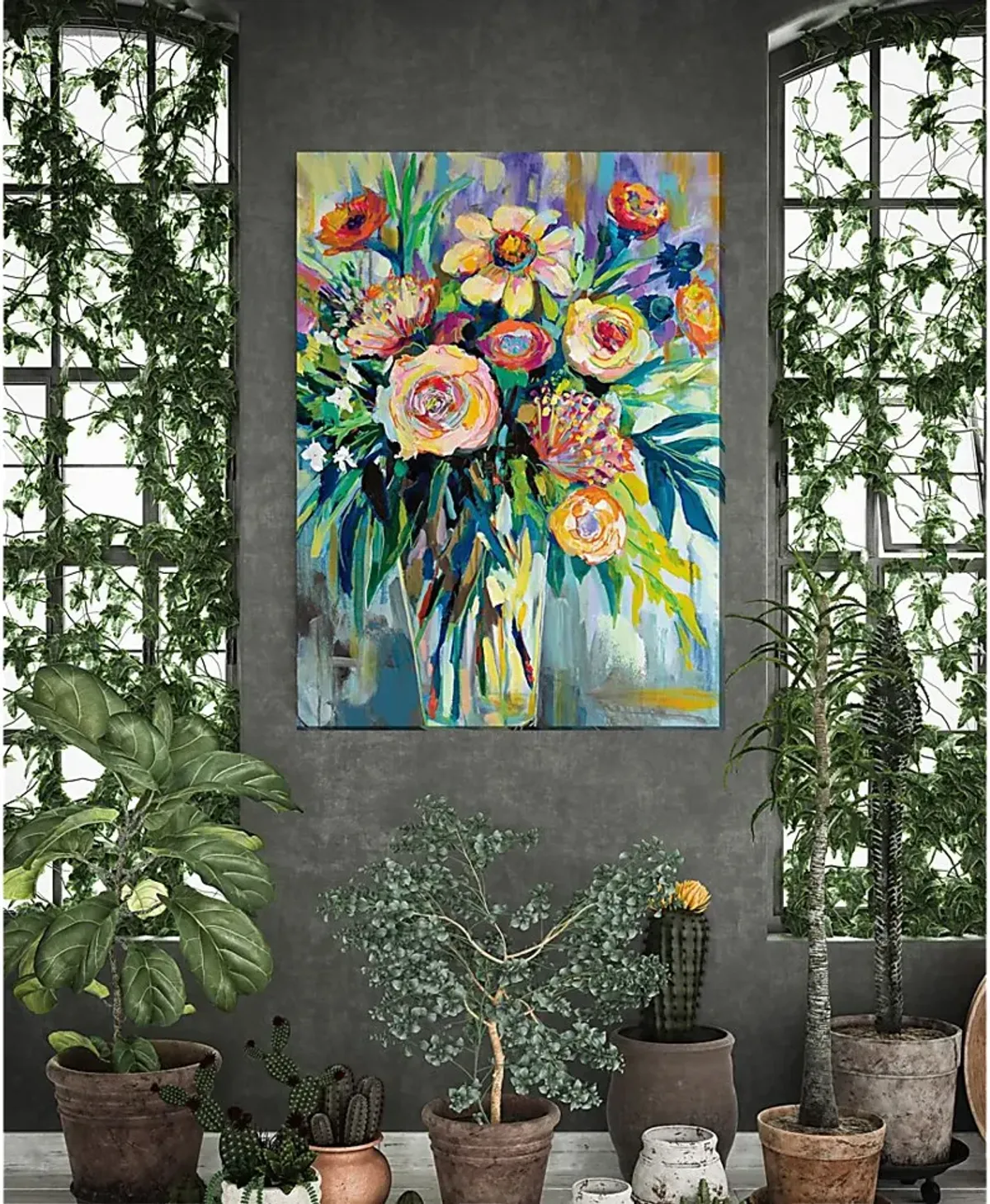 Flower Vase Green Indoor/Outdoor Wall Art