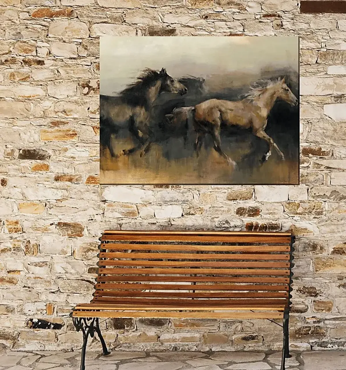 Wild Mustangs Brown Indoor/Outdoor Wall Art
