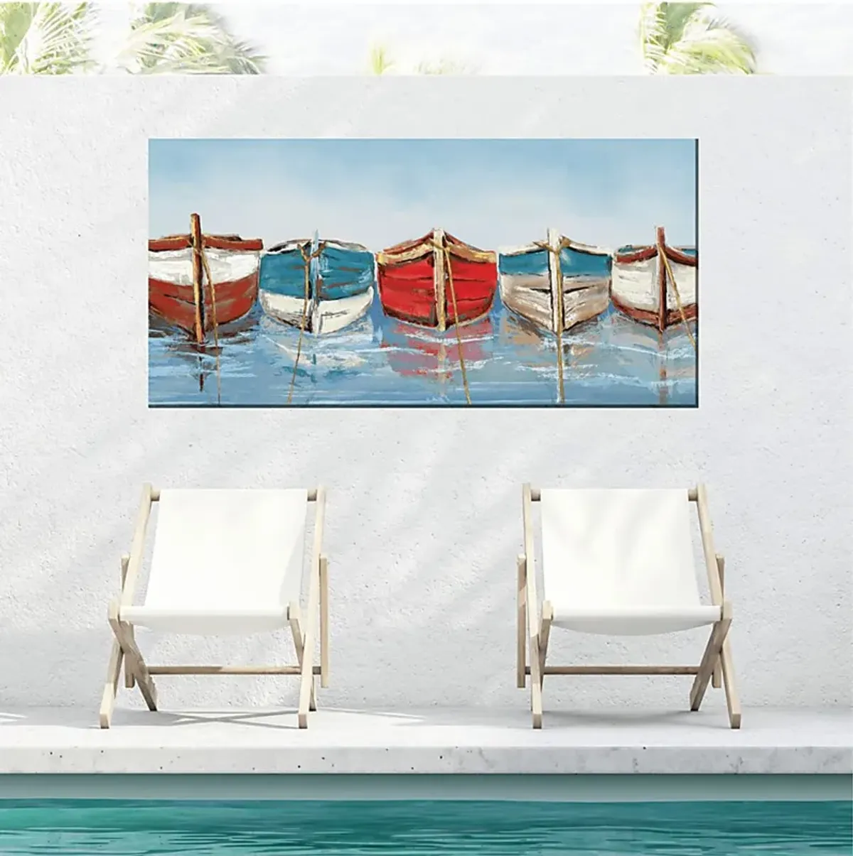 Rowboats Blue Indoor/Outdoor Wall Art