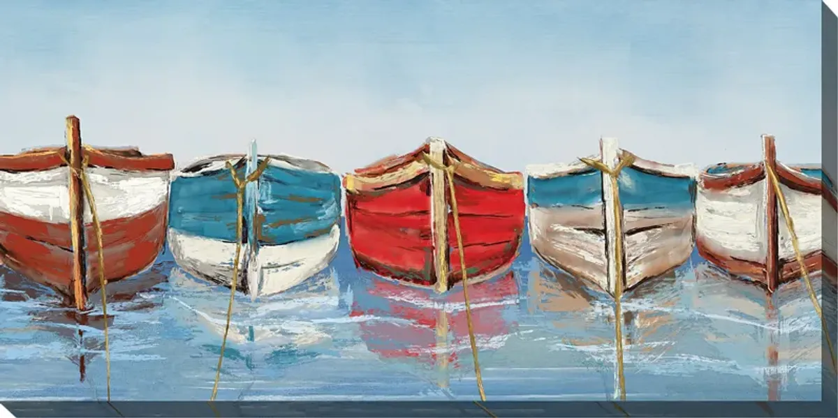 Rowboats Blue Indoor/Outdoor Wall Art