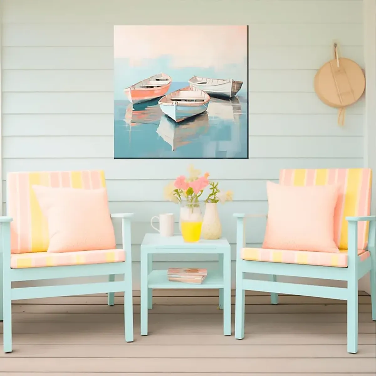 Pastel Boats Outdoor/Indoor Wall Art