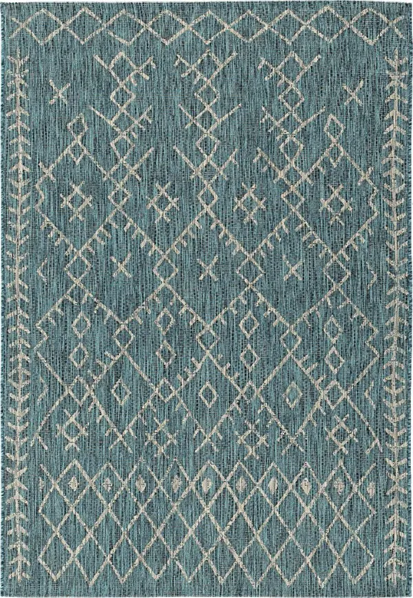 Ashlyn Teal 5'3 x 7'6 Indoor/Outdoor Rug