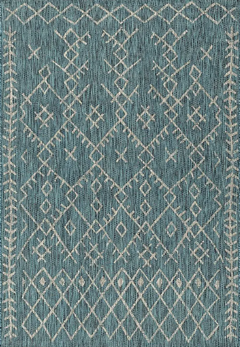 Ashlyn Teal 5'3 x 7'6 Indoor/Outdoor Rug