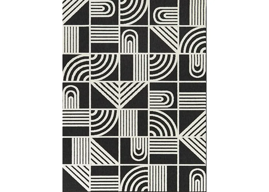 Sassuolo Black 5'3 x 7' Indoor/Outdoor Rug