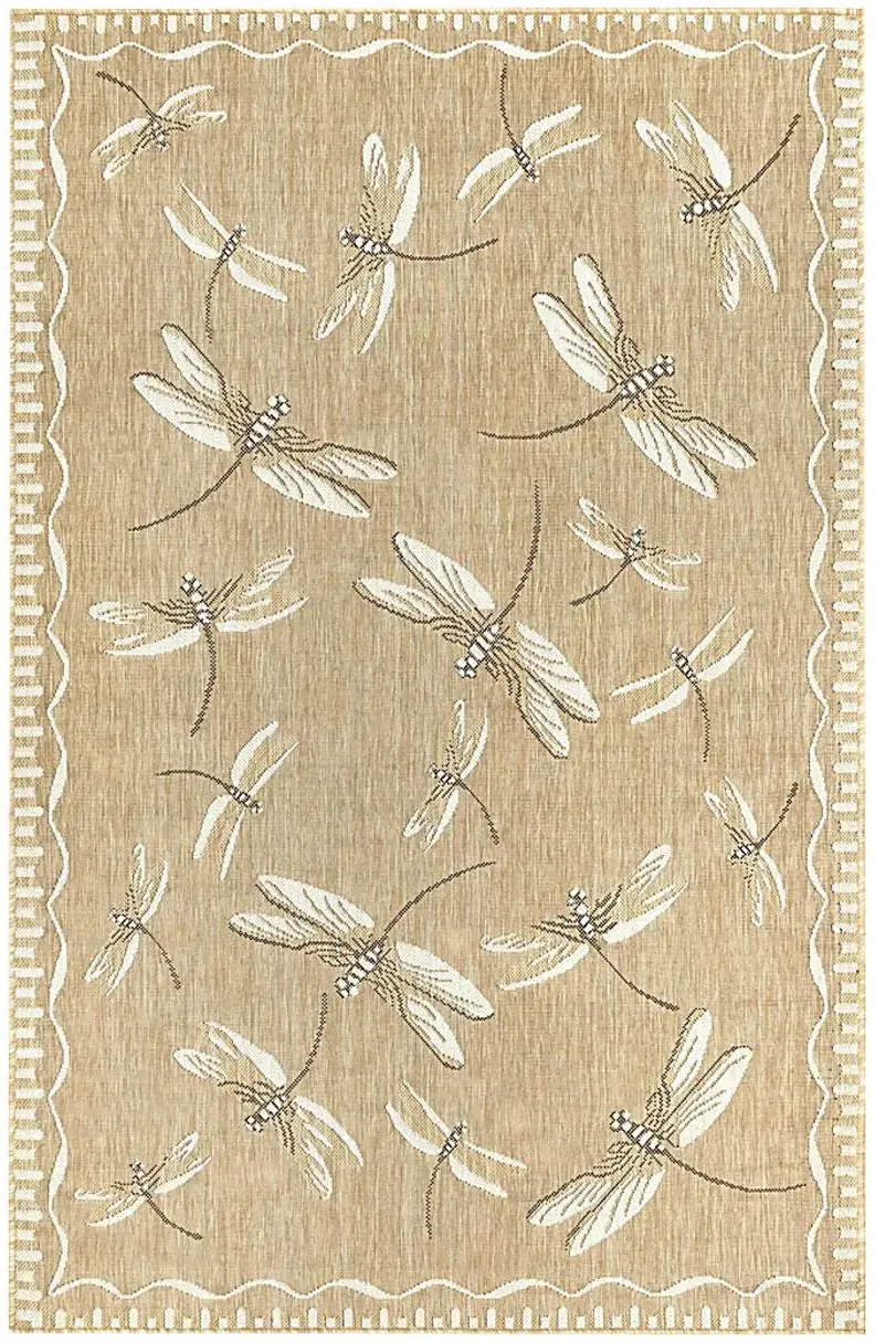 Dragonfly Dance Sand 4'10 x 7'6 Indoor/Outdoor Rug