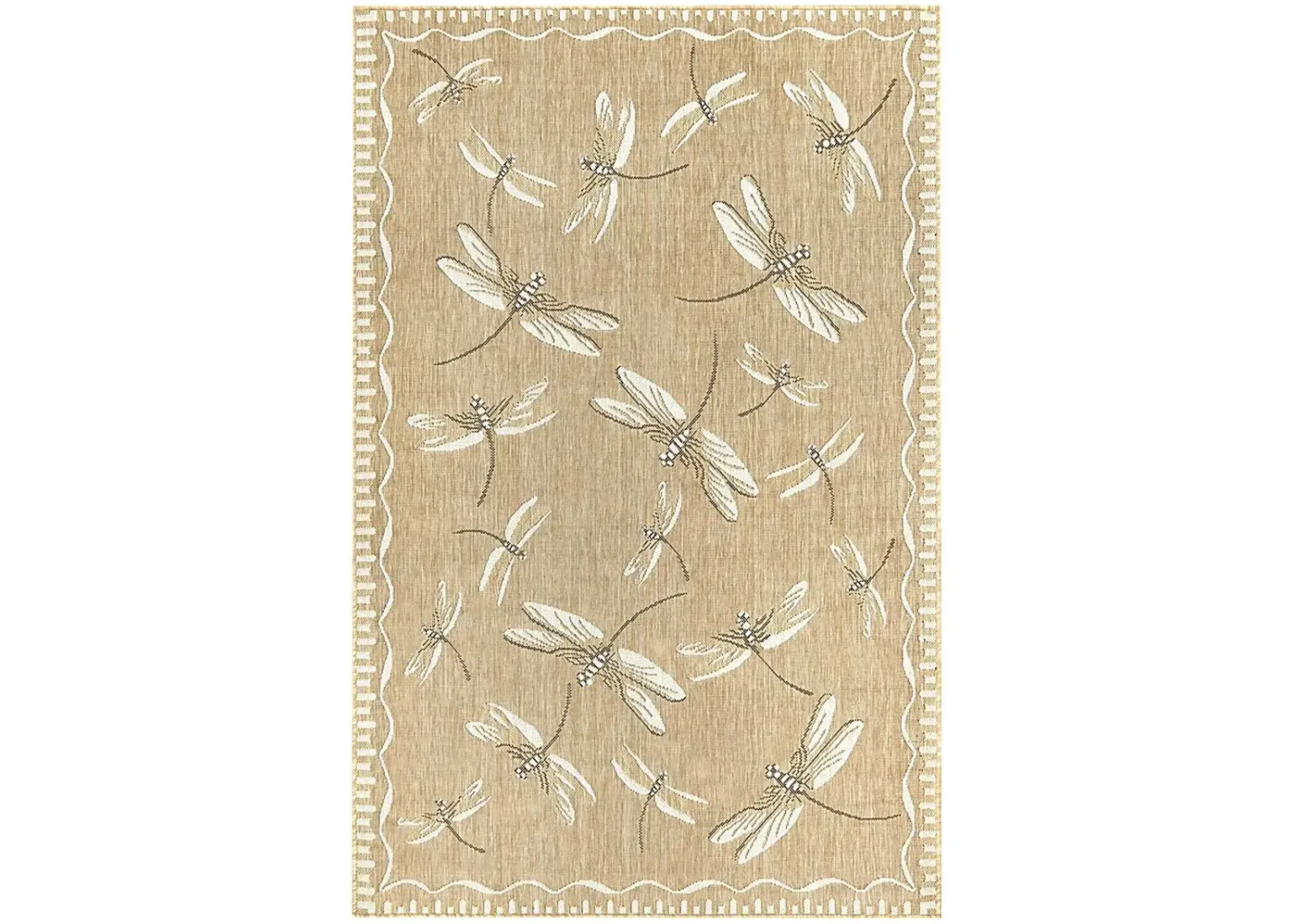 Dragonfly Dance Sand 4'10 x 7'6 Indoor/Outdoor Rug