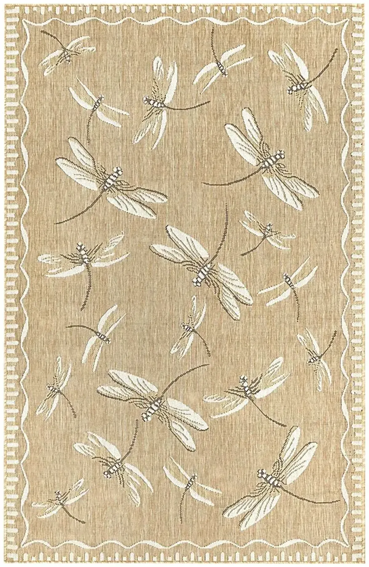 Dragonfly Dance Sand 4'10 x 7'6 Indoor/Outdoor Rug