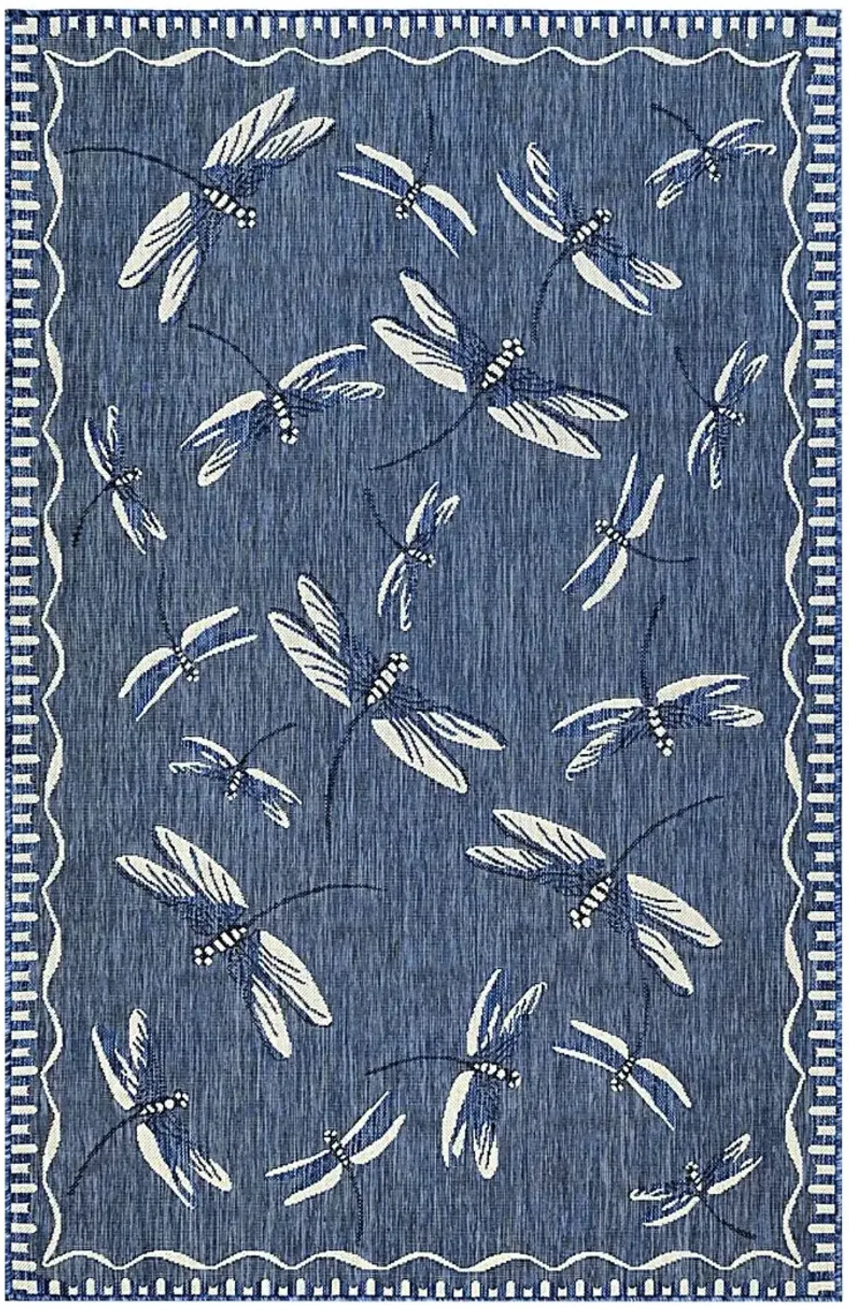 Dragonfly Dance Navy 4'10 x 7'6 Indoor/Outdoor Rug