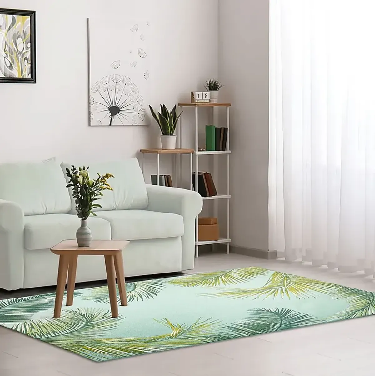 Marina Palms Aqua 4'10 x 7'6 Indoor/Outdoor Rug