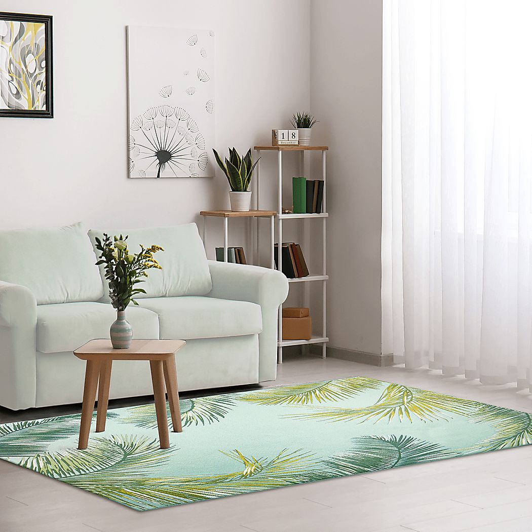 Marina Palms Aqua 4'10 x 7'6 Indoor/Outdoor Rug