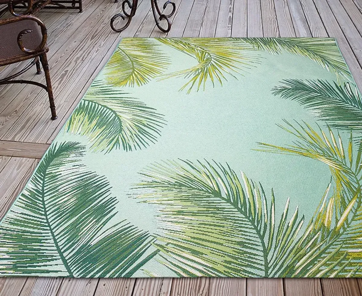 Marina Palms Aqua 4'10 x 7'6 Indoor/Outdoor Rug