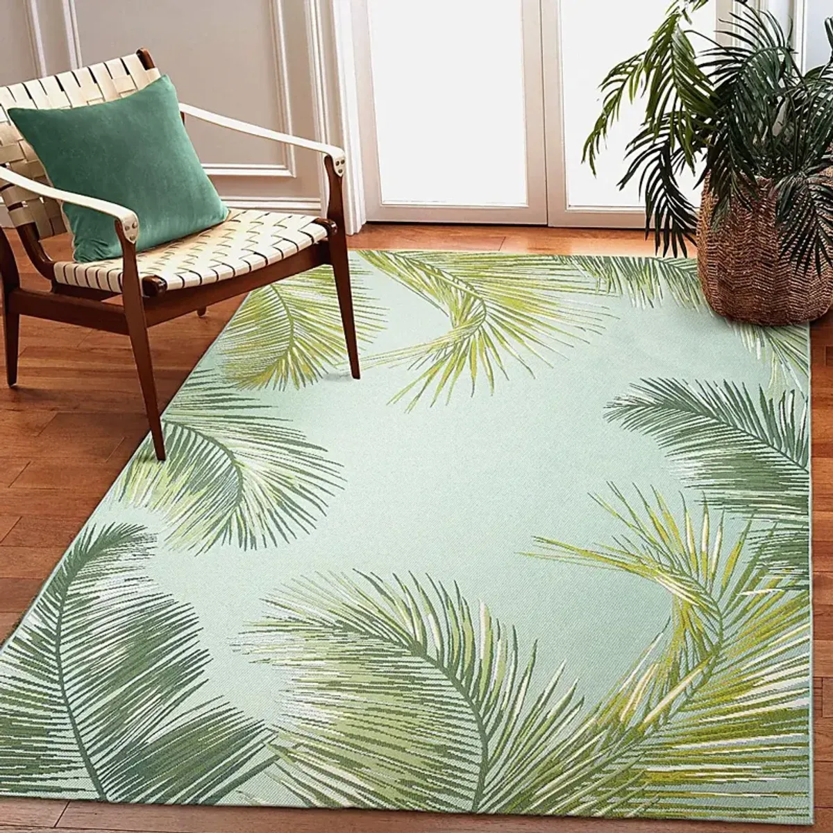 Marina Palms Aqua 4'10 x 7'6 Indoor/Outdoor Rug