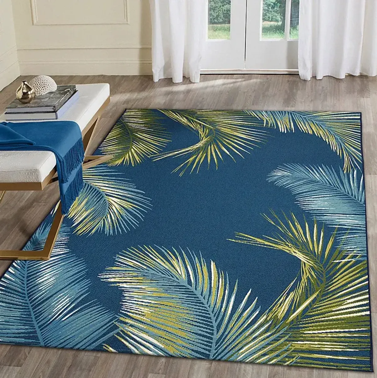 Marina Palms Navy 4'10 x 7'6 Indoor/Outdoor Rug