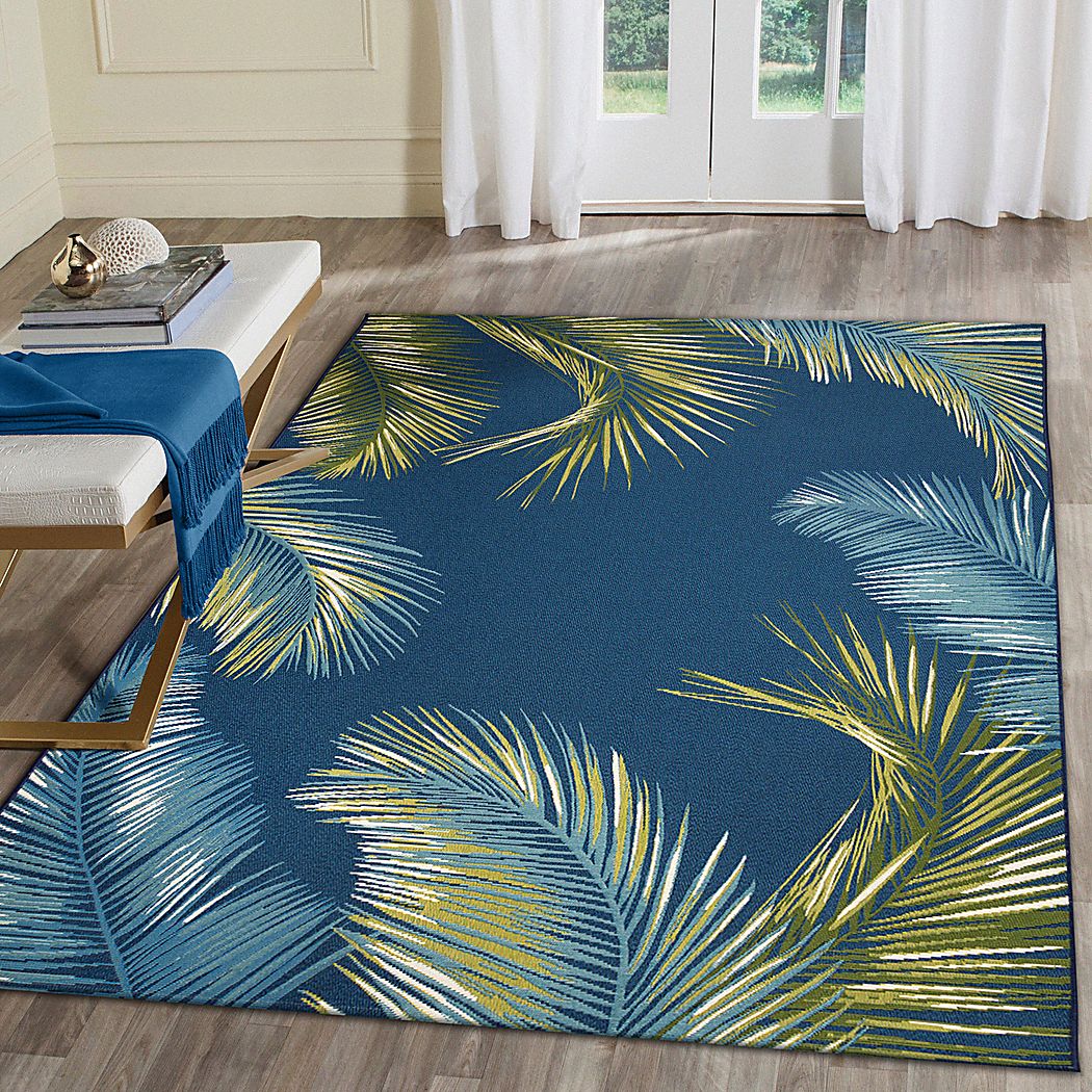 Marina Palms Navy 4'10 x 7'6 Indoor/Outdoor Rug