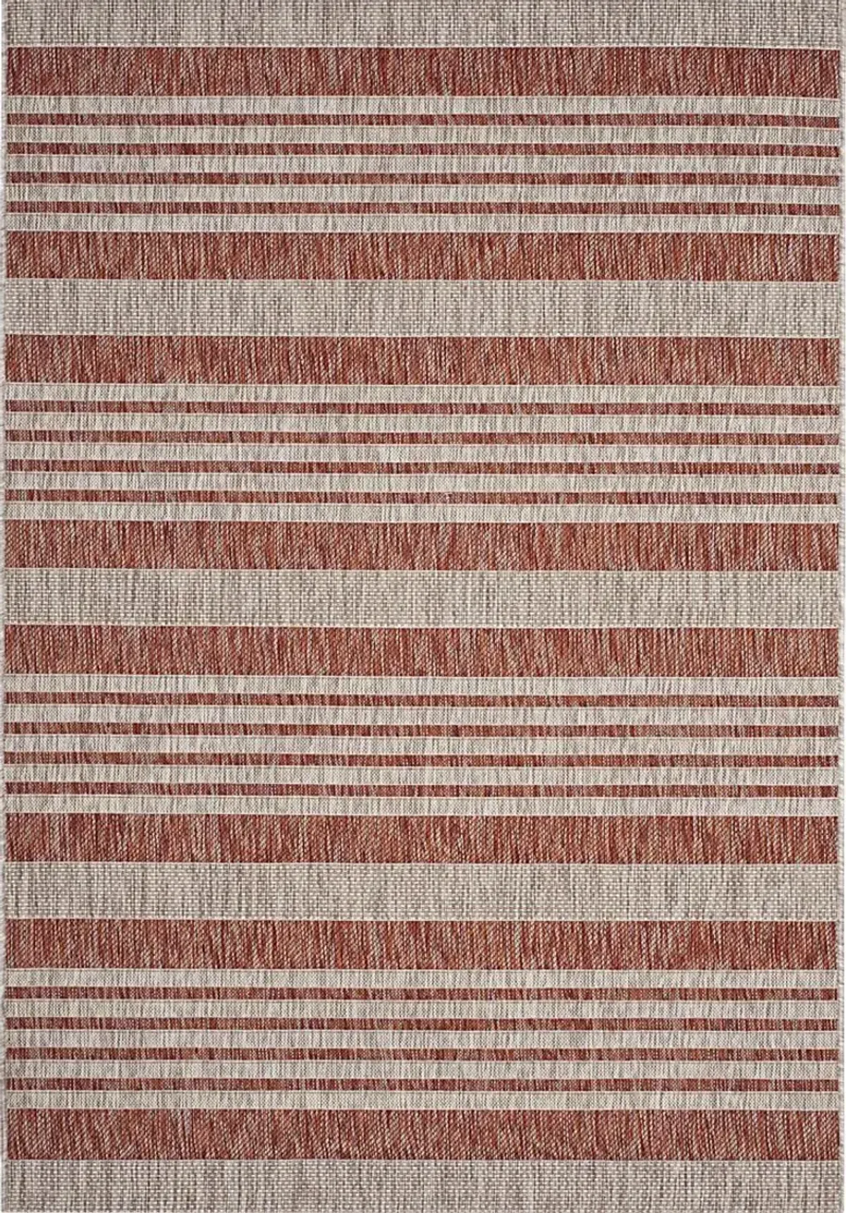 Fresh Stripes Brick 5'3 x 7'7 Indoor/Outdoor Rug