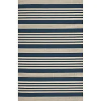 Fresh Stripes Navy 6'7 x 9'6 Indoor/Outdoor Rug