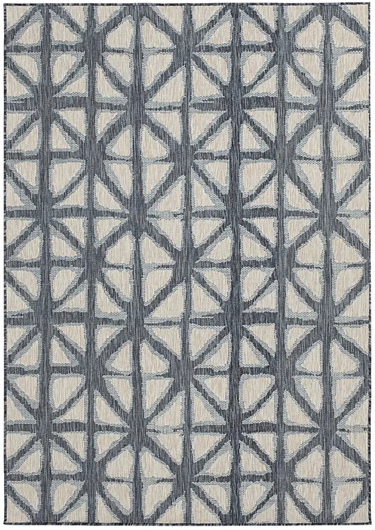 Shibori Stripes Dark Blue 6' x 9' Indoor/Outdoor Rug