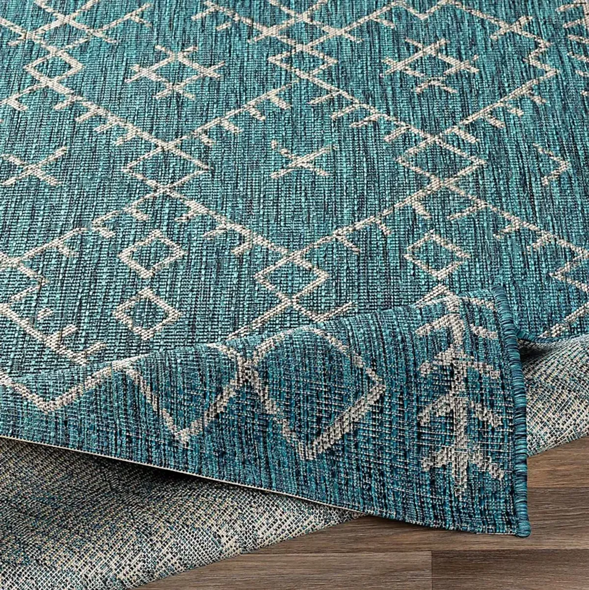 Ashlyn Teal 6'7 x 9' Indoor/Outdoor Rug