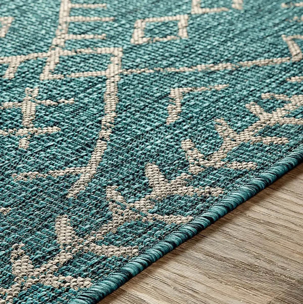 Ashlyn Teal 6'7 x 9' Indoor/Outdoor Rug