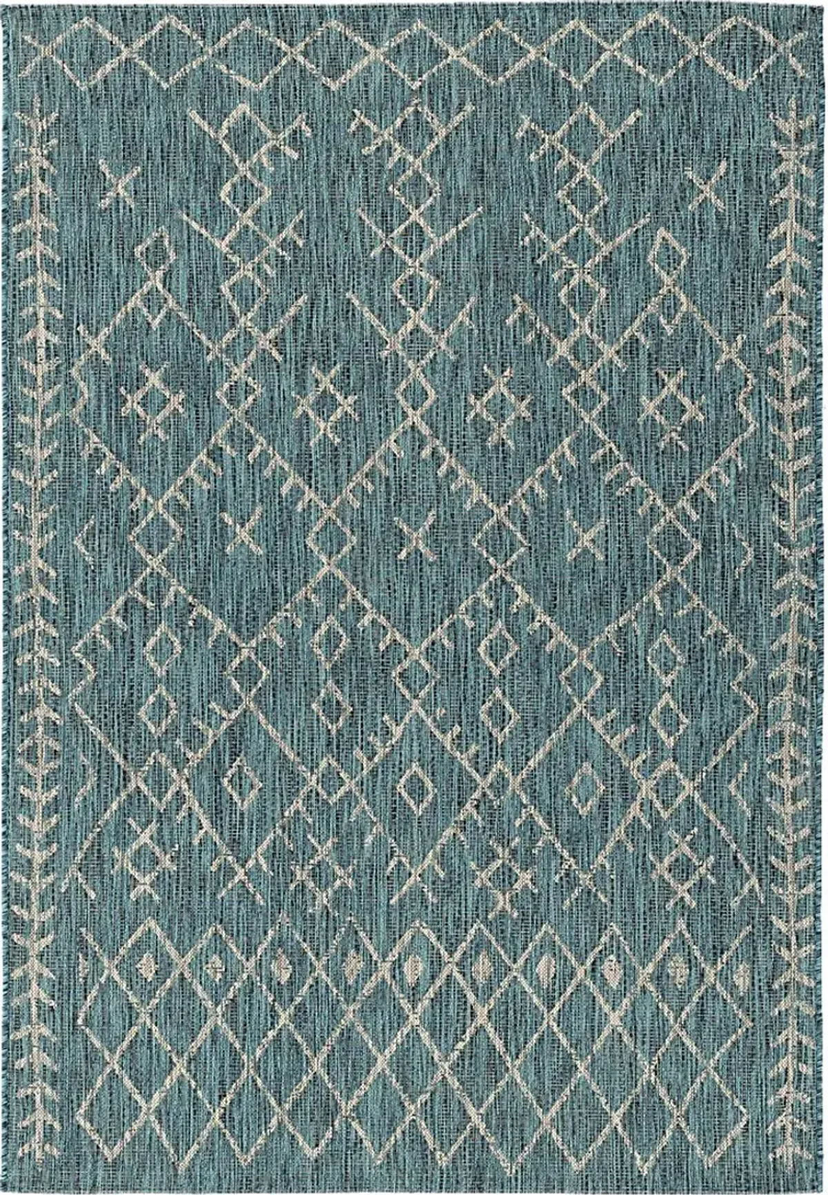 Ashlyn Teal 6'7 x 9' Indoor/Outdoor Rug