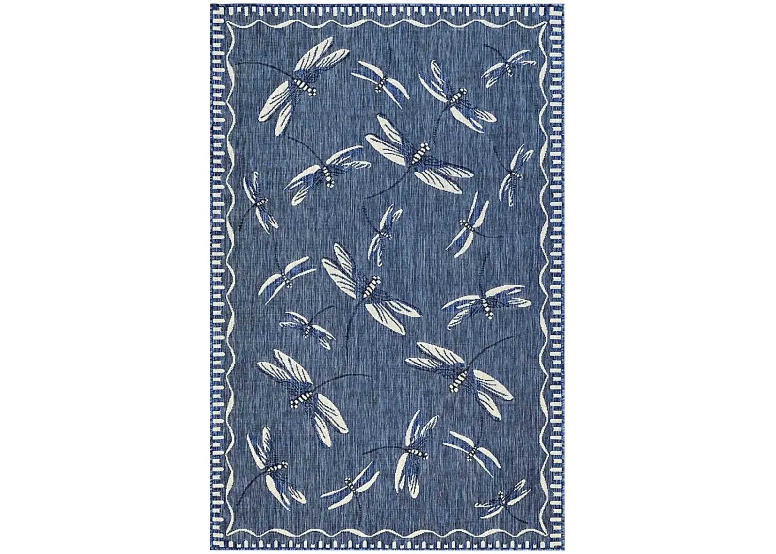 Dragonfly Dance Navy 6'6 x 9'4 Indoor/Outdoor Rug