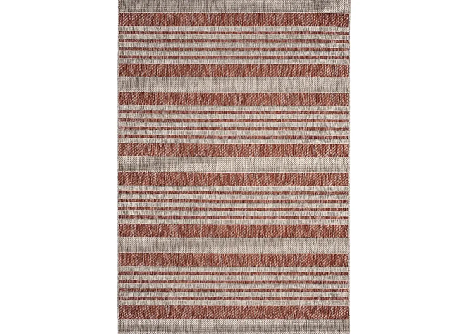 Fresh Stripes Brick 6'7 x 9'6 Indoor/Outdoor Rug