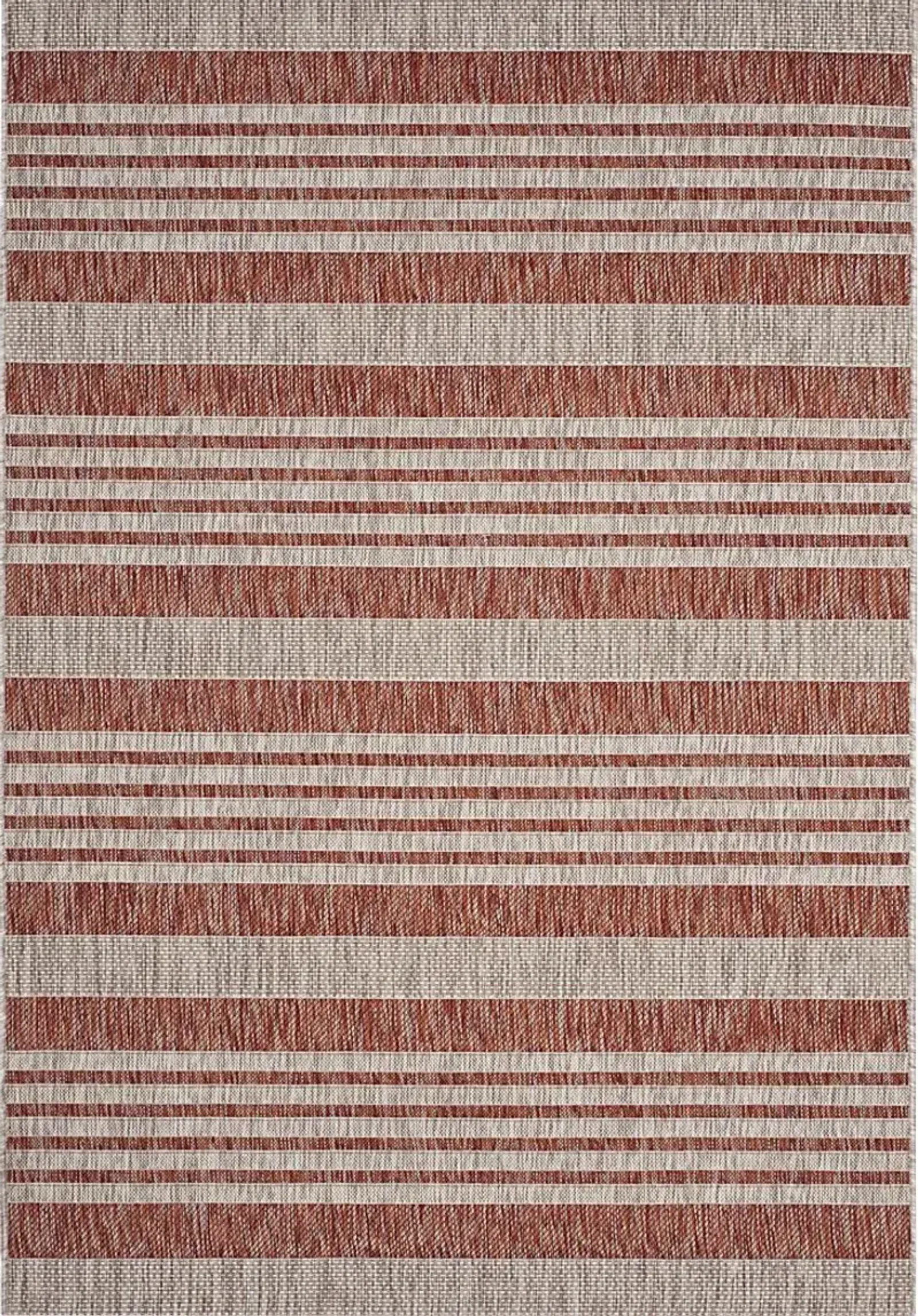 Fresh Stripes Brick 6'7 x 9'6 Indoor/Outdoor Rug