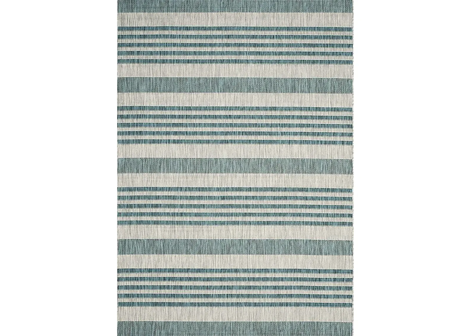 Fresh Stripes Teal 6'7 x 9'6 Indoor/Outdoor Rug