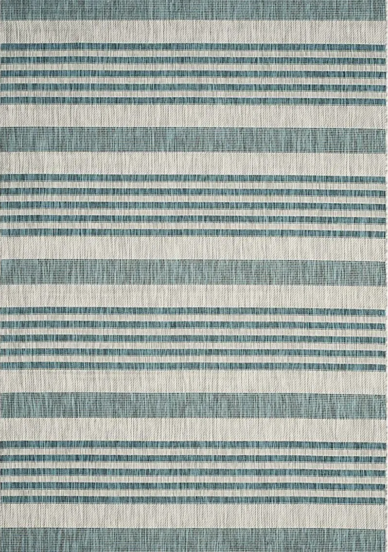 Fresh Stripes Teal 6'7 x 9'6 Indoor/Outdoor Rug