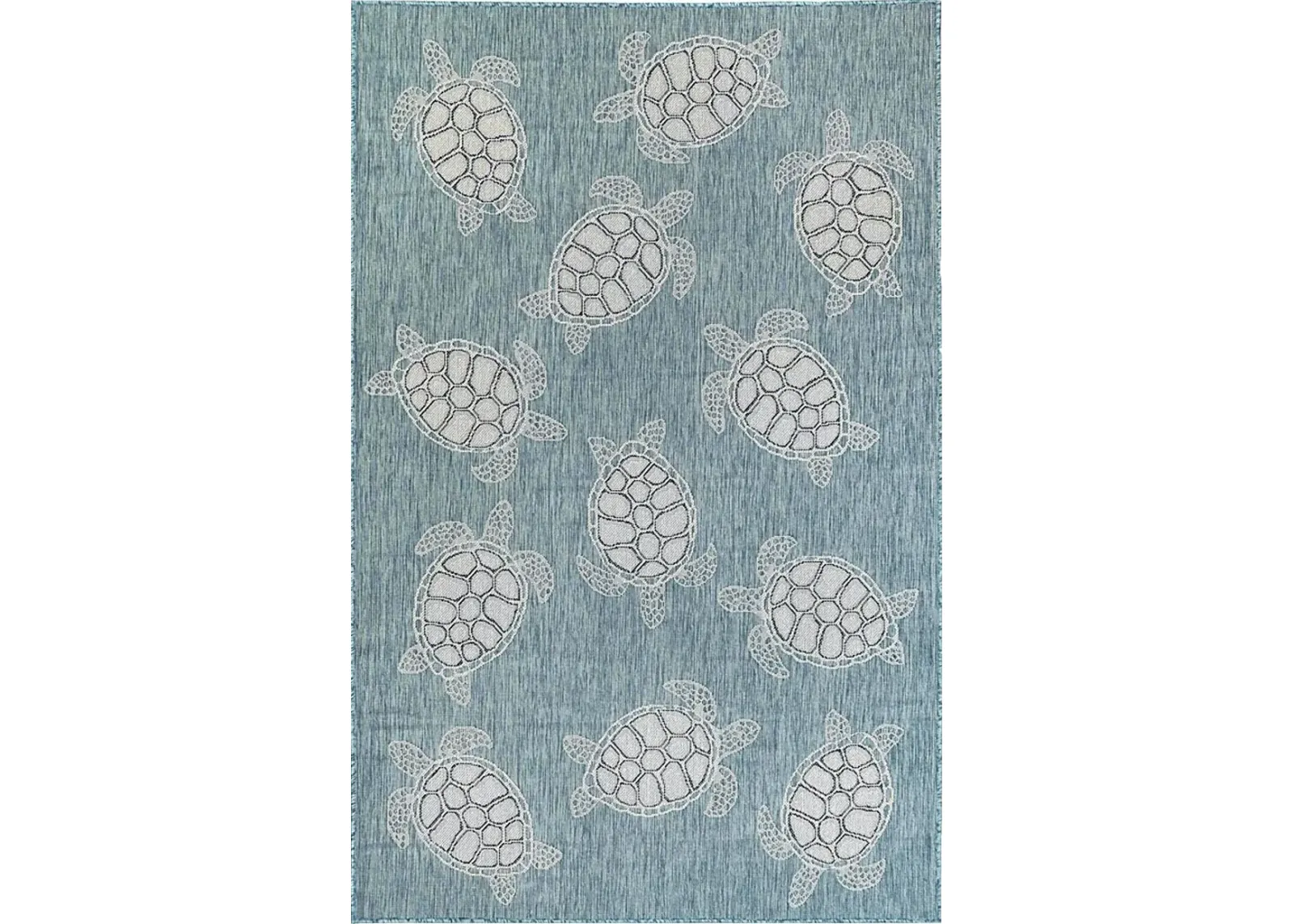 Turtle Cove Teal 6'6 x 9'4 Indoor/Outdoor Rug