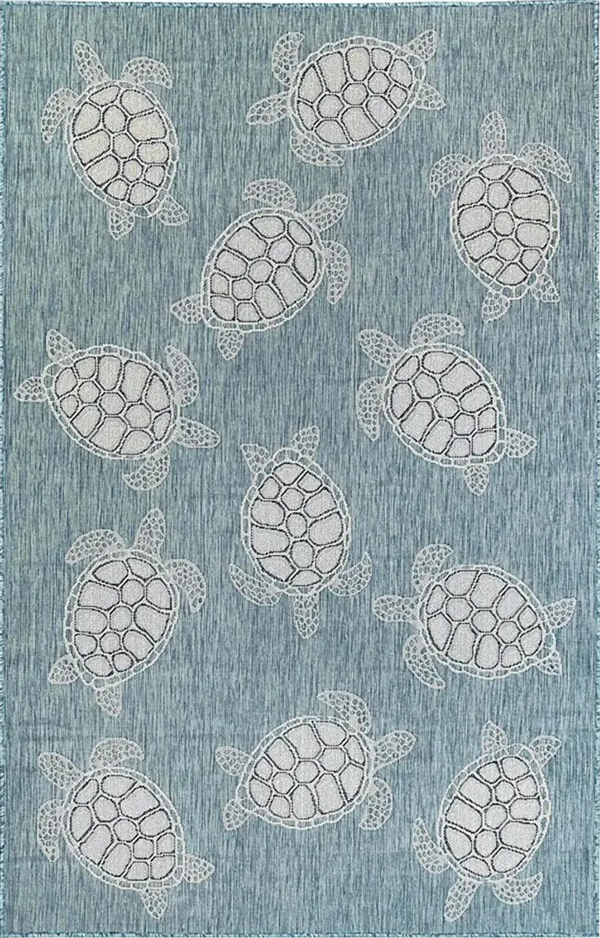 Turtle Cove Teal 6'6 x 9'4 Indoor/Outdoor Rug